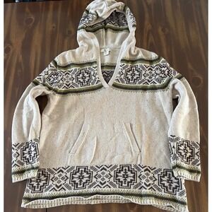 Natural Reflections Uni Geometric Aztec Print Hoodie Pullover Sweater XL Wool